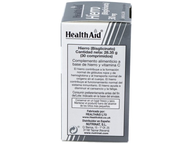 Hierro Bisglycinate Iron+Vit.C 30Comp Health Aid