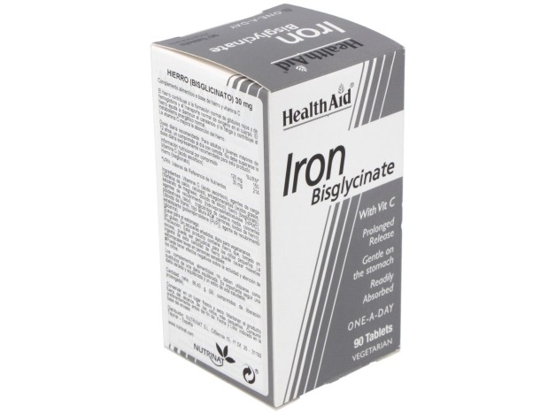 Hierro Bisglycinate Iron+Vit.C 90Comp. Health Aid
