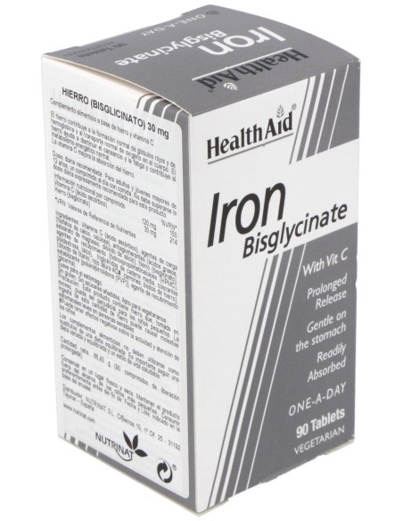 Hierro Bisglycinate Iron+Vit.C 90Comp. Health Aid