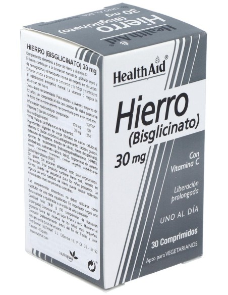 Hierro Bisglycinate Iron+Vit.C 30Comp Health Aid