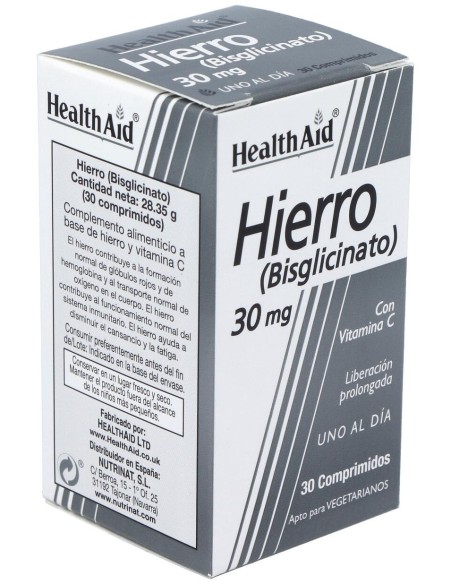 Hierro Bisglycinate Iron+Vit.C 30Comp Health Aid