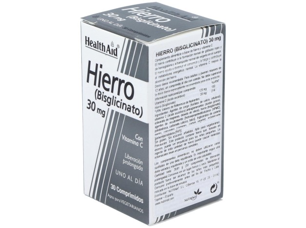 Hierro Bisglycinate Iron+Vit.C 30Comp Health Aid