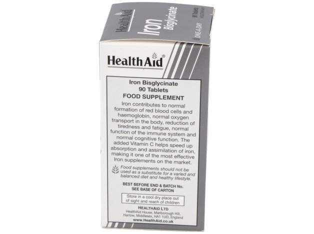 Hierro Bisglycinate Iron+Vit.C 90Comp. Health Aid