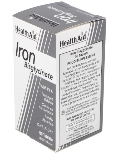 Hierro Bisglycinate Iron+Vit.C 90Comp. Health Aid