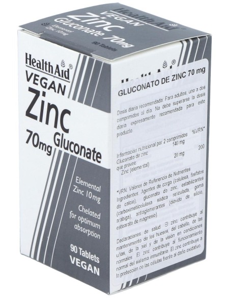Healthaid Gluconato De Zinc 70 Mg 90 Comprimidos