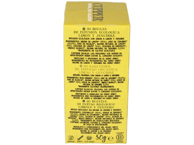 Limon Y Jengibre Infusion 20 Bolsitas.Bio
