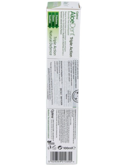 Aloedent Aloe Vera Triple Accion Dentifrico 100Ml.