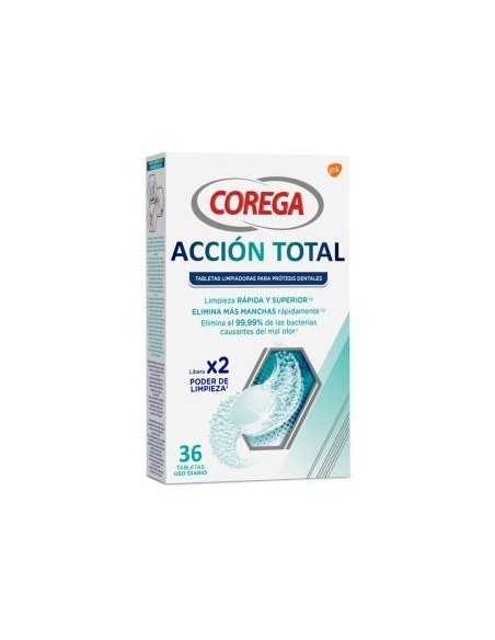 Corega Acción Total Limpiador Prótesis Dental 36Caps