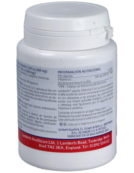 Vitamina E Natural 250 U.I. 100 Cap.