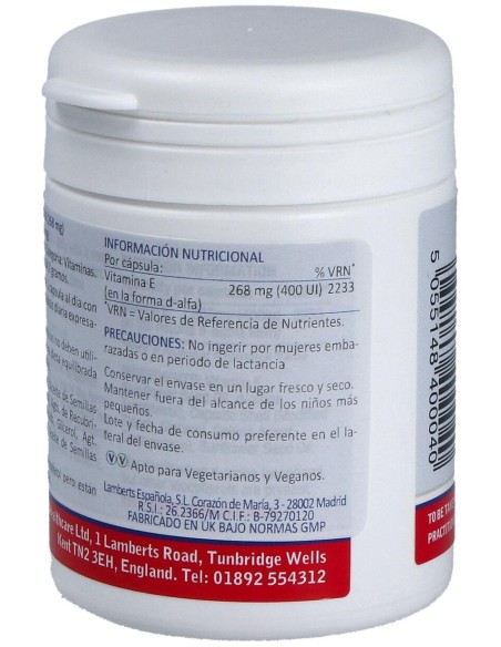 Vitamina E Natural 400Ui 60 Cap.