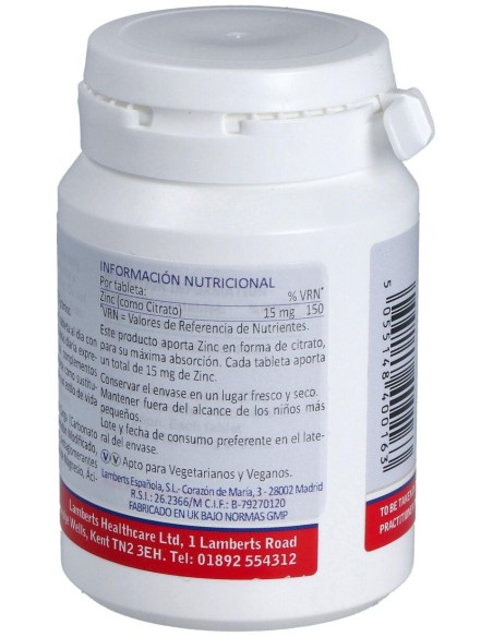 Zinc (Como Citrato) 15 Mg. 90Comp.