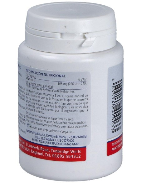 Vitamina E Natural 250 U.I. 100 Cap.