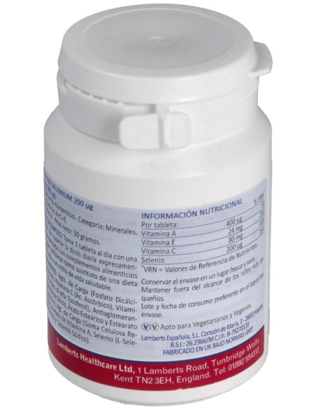 Lamberts Selenio 200Μg + Vitaminas A+C+E 100 Comprimidos