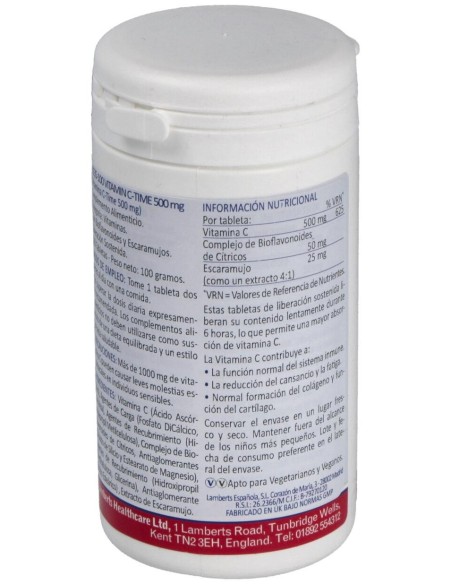 Vitamina C 500Mg Time De Lib. Sostenida 100 Comp.