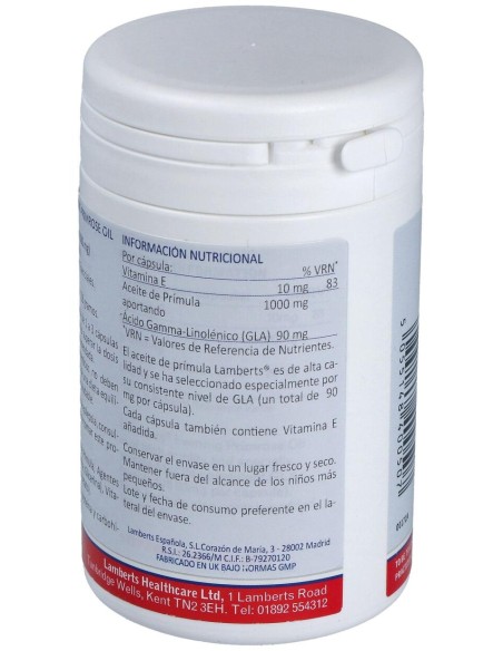 Lamberts Aceite De Prímula 1000Mg 90 Cáps.
