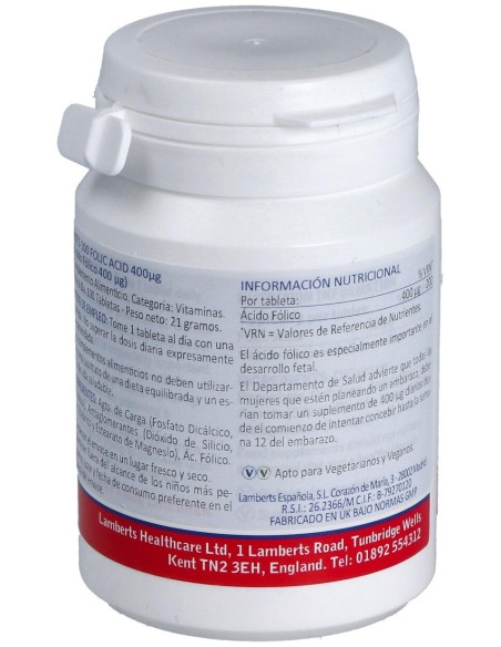 Lamberts Ácido Fólico 400G 100 Tabletas