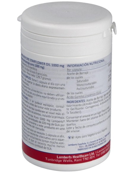 Aceite De Borraja Puro 1000Mg(High Gla215Mg)90Cap.