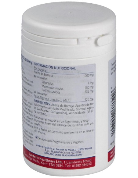 Aceite De Borraja Puro 1000Mg(High Gla215Mg)90Cap.