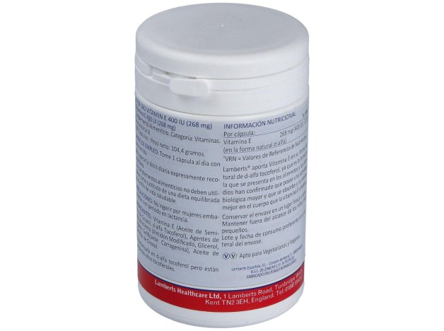 Lamberts Vitamina E Natural 400Ui 180 Comprimidos