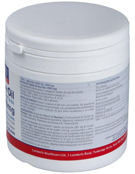 Aceite De Higado De Bacalao 1000 Mg. 180 Cap.