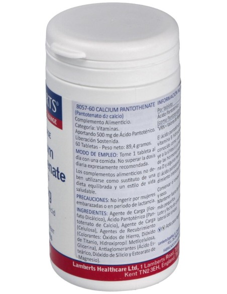 Lamberts Calcium Pantothenate 500Mg 60Comp