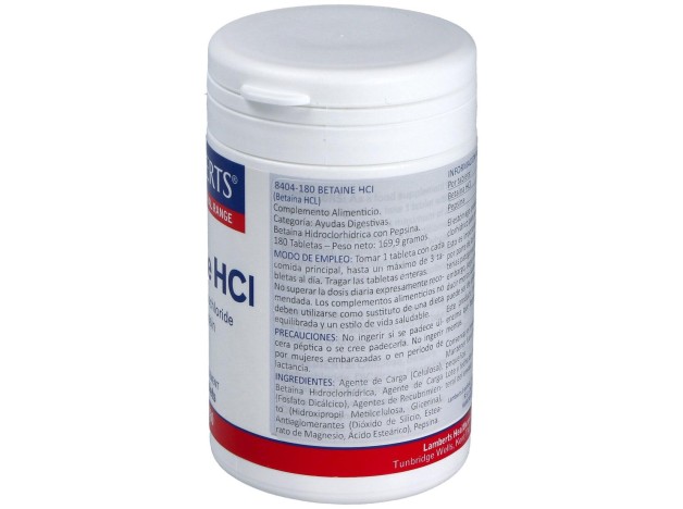 Betaína Hci 324 Mg Y Pepsina 5 Mg 180 Cápsulas