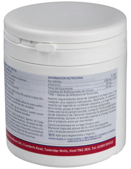 Vitamina C 1000Mg Con Bioflavonoides 180 Cápsulas