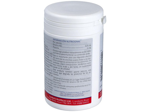 Betaína Hci 324 Mg Y Pepsina 5 Mg 180 Cápsulas