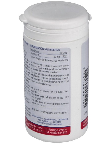 Vitamina B-2 50 Mg.(Riboflavina) 100 Cap.