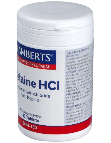 Betaína Hci 324 Mg Y Pepsina 5 Mg 180 Cápsulas