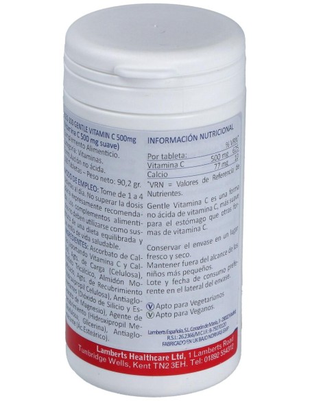 Lamberts Gentle Vitamina C 500Mg 100 Comprimidos