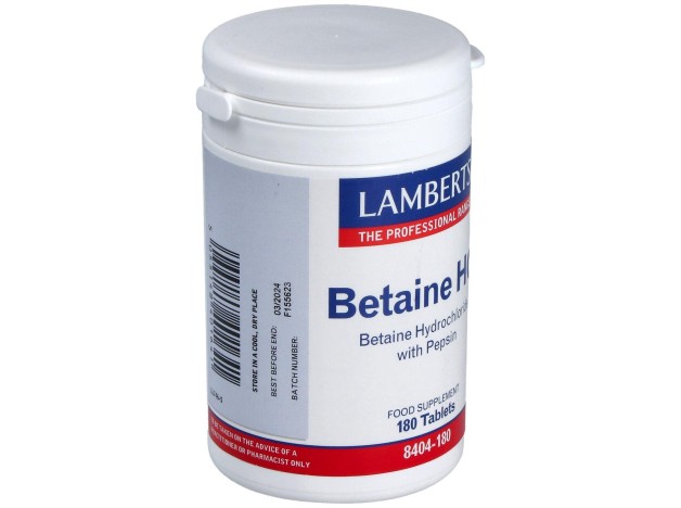 Betaína Hci 324 Mg Y Pepsina 5 Mg 180 Cápsulas