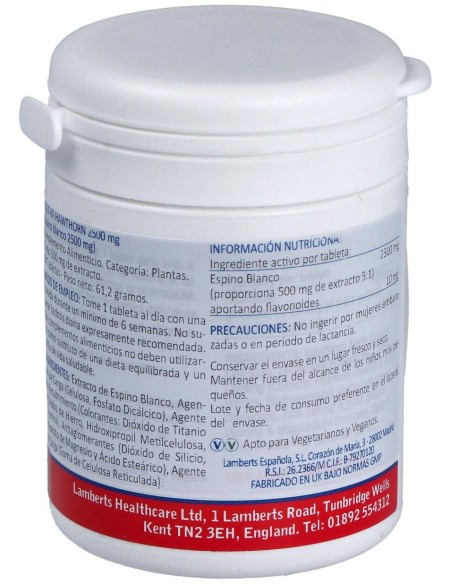 Lamberts Espino Blanco 2500Mg 60 Comprimidos