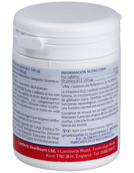 Vitamina B12 100 Mcg. 100 Comp.