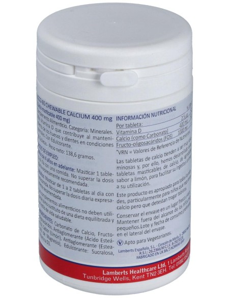 Lamberts Calcio Masticable 400 Mg 60 Comp