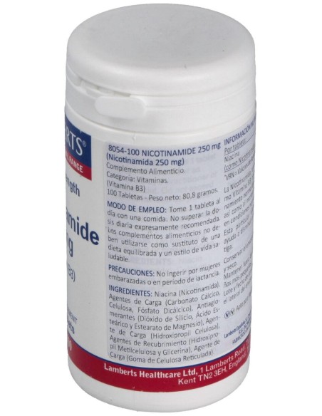 Lamberts Nicotinamida 250Mg Vitamina B3