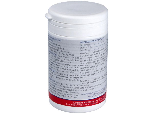 Betaína Hci 324 Mg Y Pepsina 5 Mg 180 Cápsulas