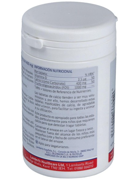 Lamberts Calcio Masticable 400 Mg 60 Comp