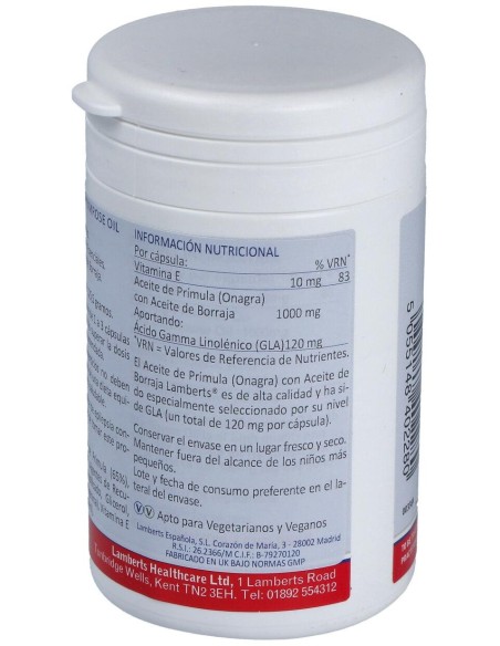 Lamberts Aceite Primula Extra Alta Potencia Con Borraja 1000Mg 9