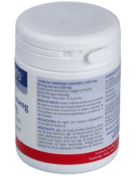 Lamberts Ginseng Siberiano 1500Mg 60 Comp