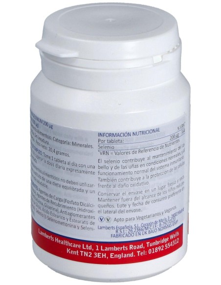 Selenio 200 Mcg. (Como Seleno-L-Metionina) 60Comp.