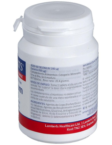 Selenio 200 Mcg. (Como Seleno-L-Metionina) 60Comp.