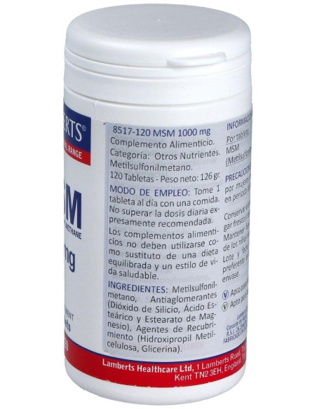 Lamberts Msm 1000Mg 120Tabletas