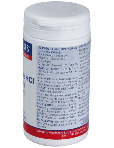 Lamberts Ornitina Hcl 500 Mg 60 Cap