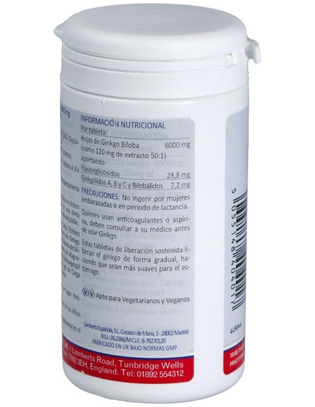 Lamberts Ginkgo Time Release Extra High Strenght 6000Mg 180Comp