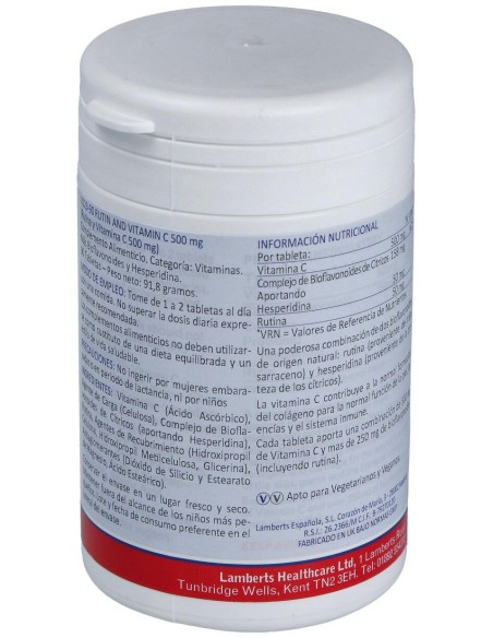 Lamberts Rutina Y Vitamina C 500Mg + Bioflavonoides 90Comp