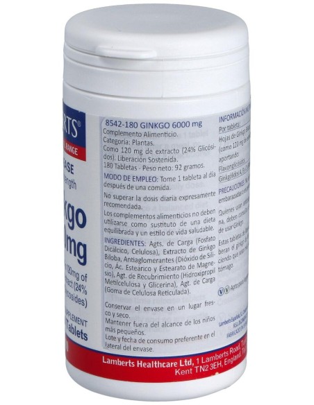 Lamberts Ginkgo Time Release Extra High Strenght 6000Mg 180Comp