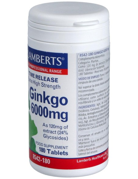 Lamberts Ginkgo Time Release Extra High Strenght 6000Mg 180Comp