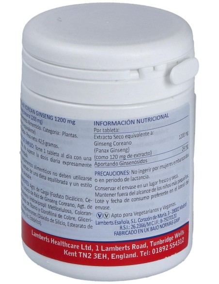 Lamberts Korean Ginseng 1200Mg 60Comp