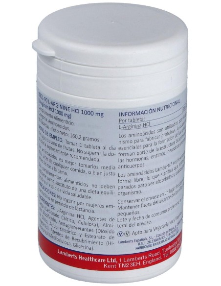 Lamberts L-Arginina Hci 1000Mg 90 Comprimidos